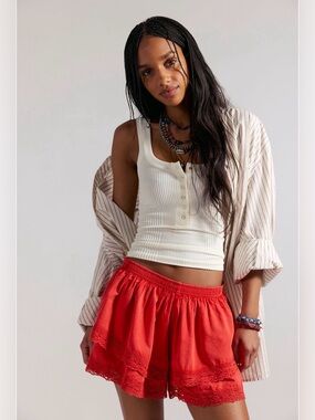 Free People Full Harmony Shorts in Red, Size Small NWT